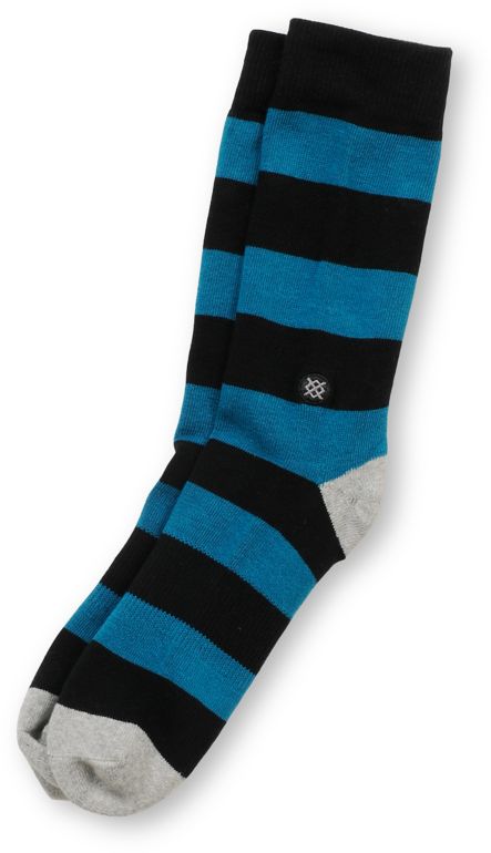 Stance Bowery Blue & Black Striped Crew Socks