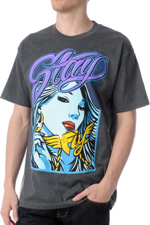 Famous Stars & Straps Stay Fly Charcoal Tee Shirt