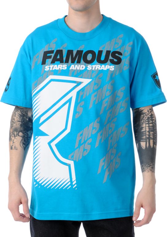 Famous Stars & Straps Tilted Rally Aqua Tee Shirt