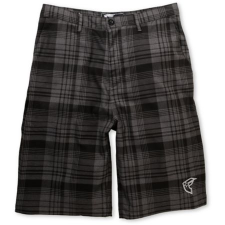 Famous Stars & Straps Crossing Line Grey Plaid Shorts