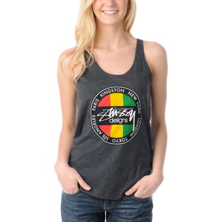 Stussy Girls Kingston Charcoal Swing Tank Top