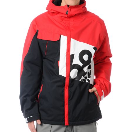 686 Iconic 8K Red Colorblock Snowboard Jacket