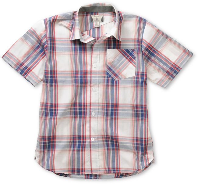 Volcom Boys Ex Factor Red & Blue Plaid Button Up Shirt