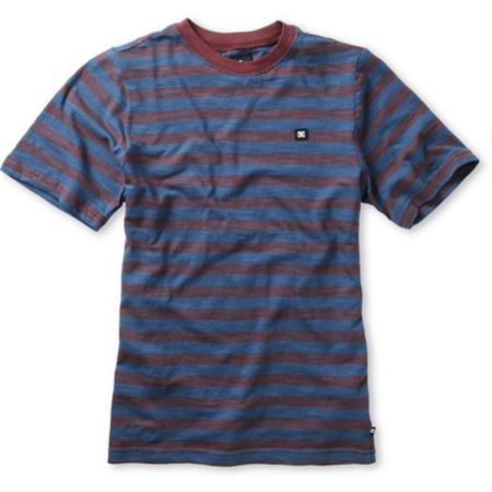 DC Boys Potter Blue & Maroon Stripe Tee Shirt 
