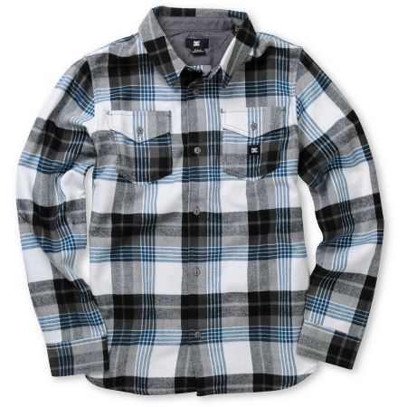 DC Boys Hackelman White & Blue Plaid Flannel Shirt