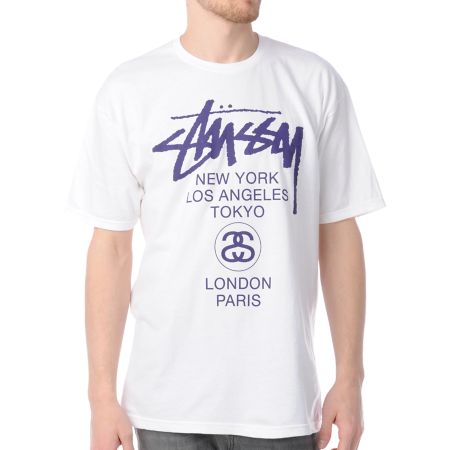 Stussy World Tour White Tee Shirt 