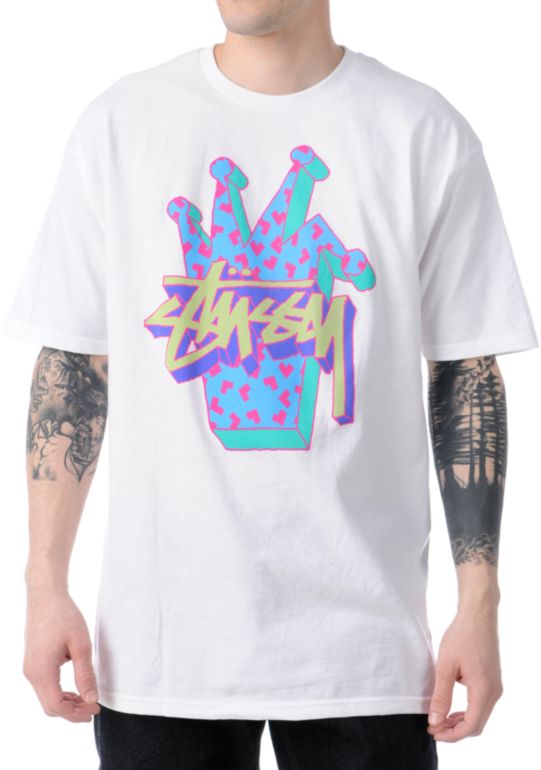 Stussy Chunky Crown White Tee Shirt