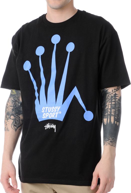 Stussy Crown Sport Black & Blue Tee Shirt