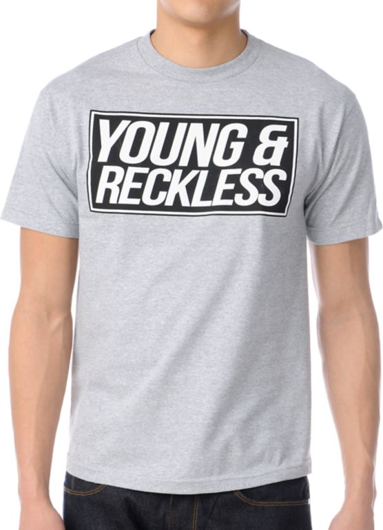 Young & Reckless Simple Rectangle Grey Tee Shirt