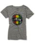 Stussy Girls Kingston Dot Rasta & Heather Grey V-Neck Tee Shirt