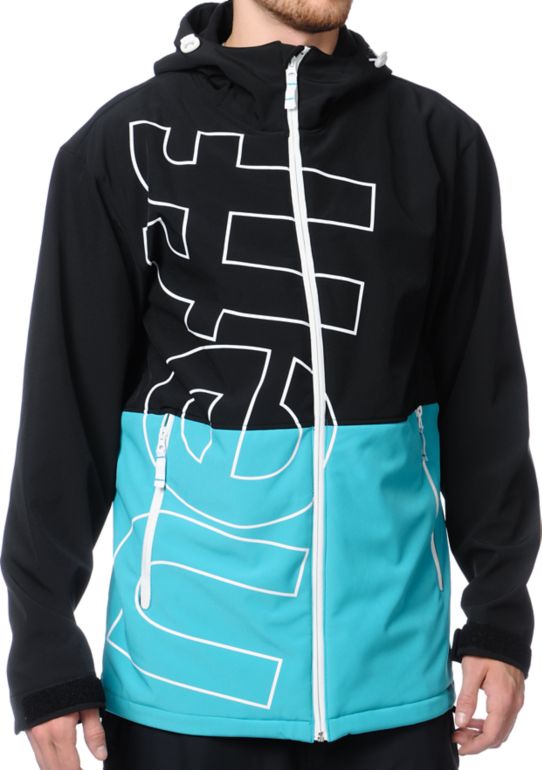 Neff Daily Black & Teal 10K Technical Softshell Snowboard Jacket