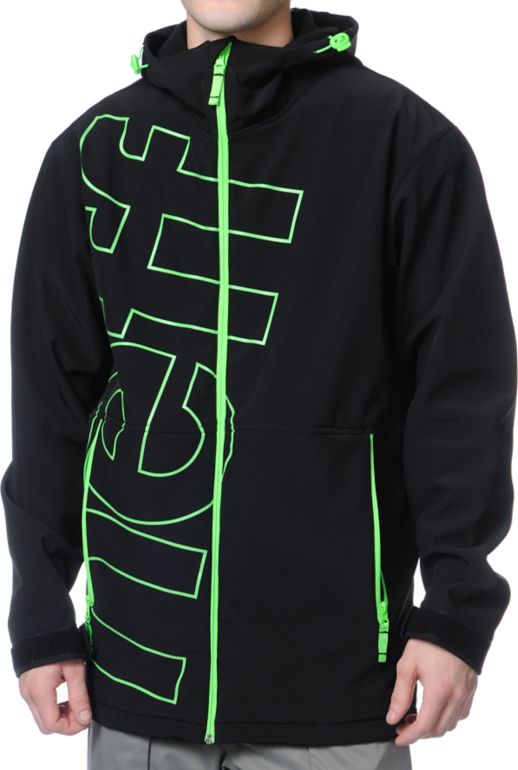 Neff Daily Black & Green 10K Technical Softshell Snowboard Jacket