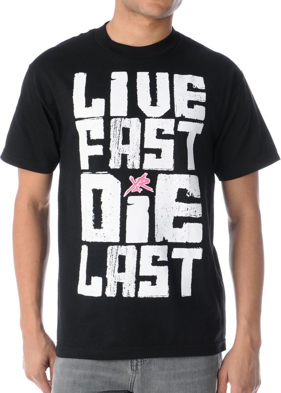 Young & Reckless Live Fast Die Last Black Tee Shirt