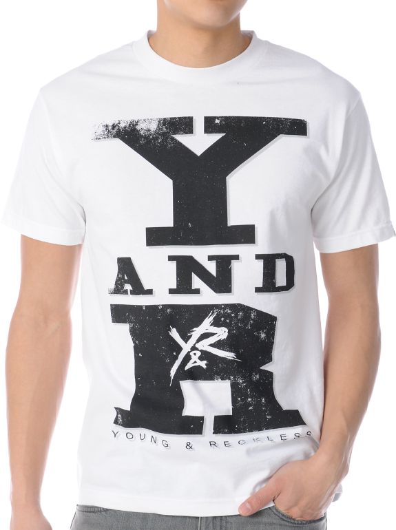 Young & Reckless Stacked Collage White Tee Shirt