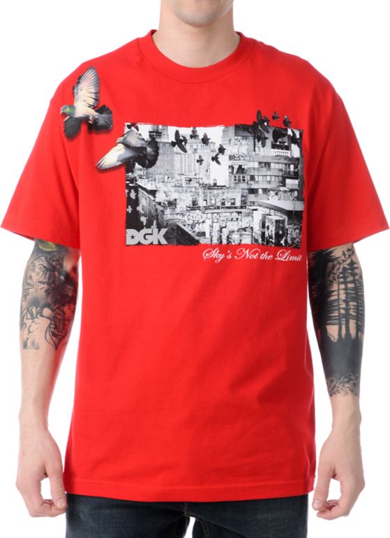 DGK Skys Not The Limit Red Tee Shirt