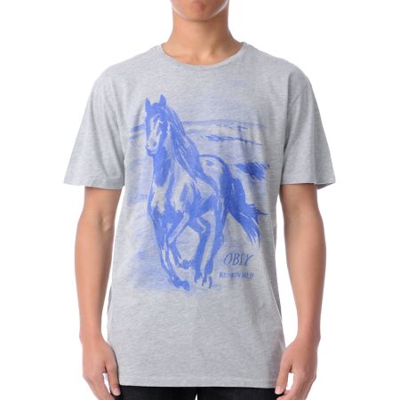 Obey Runnin Wild Heather Grey Tee Shirt