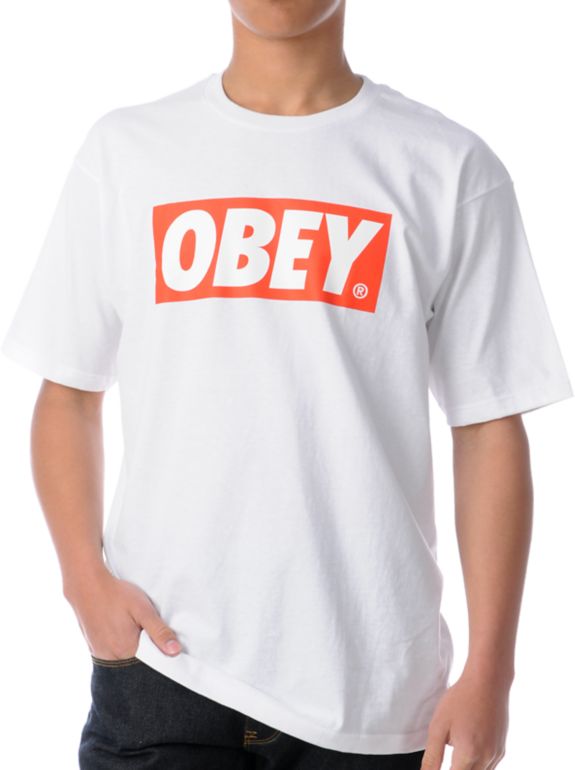 Obey Box Logo White Tee Shirt
