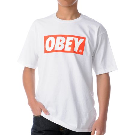 Obey Box Logo White Tee Shirt