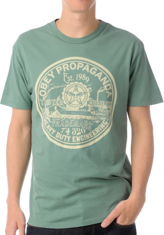 Obey Heavy Duty Engineering Green Tee Shirt