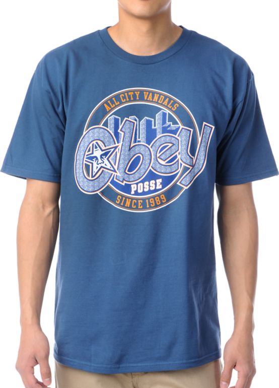 Obey Vandal Posse Blue Tee Shirt