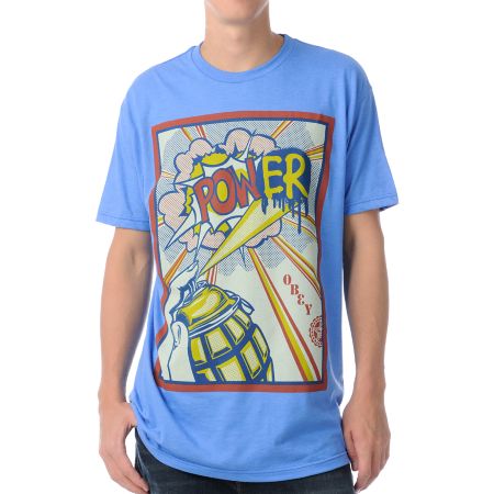 Obey Power Heather Blue Tee Shirt 