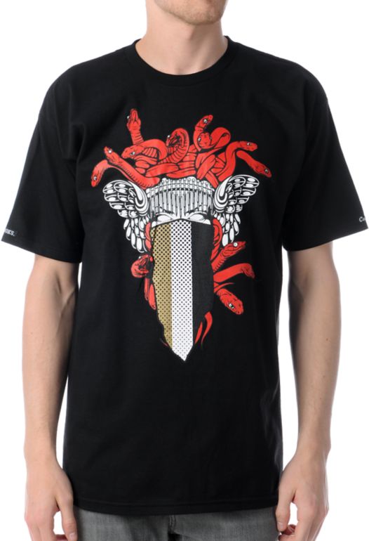 Crooks and Castles Perforated Medusa Black Tee Shirt