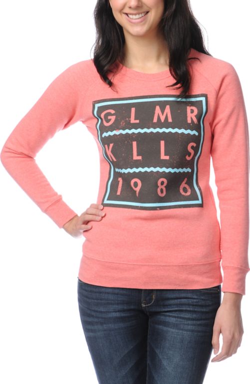 Glamour Kills Class Of 86 Pink Crew Neck Fleece Sweatshirt