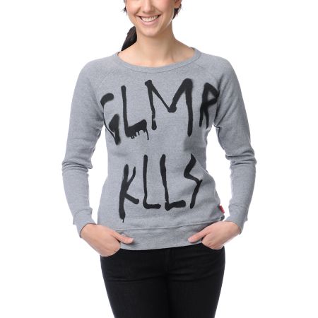 Glamour Kills Bushwicked Heather Grey Crew Neck Sweatshirt