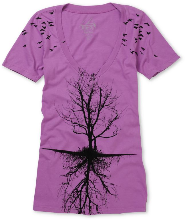 Lira Girls Tree Purple & Black V-Neck Tee Shirt