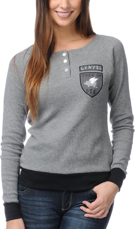 Glamour Kills Join Or Die Grey Thermal Shirt
