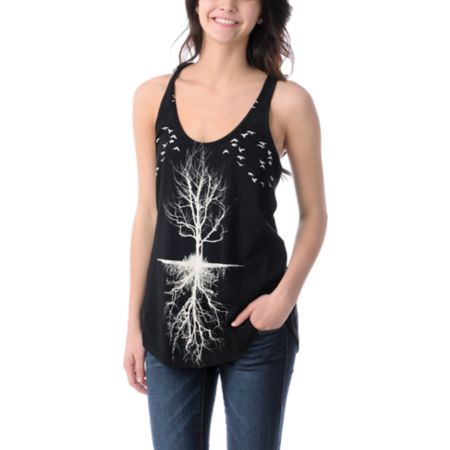 Lira Trees Black Racerback Tank Top