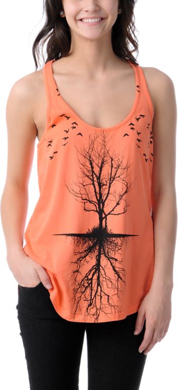 Lira Trees Coral Racerback Tank Top