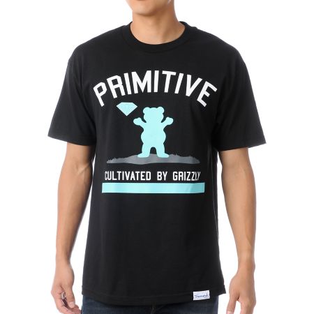 Primitive x Grizzly x Diamond Cultivated Black Tee Shirt