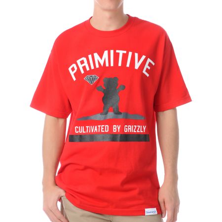 Diamond x Grizzly x Primitive Cultivated Red Tee Shirt