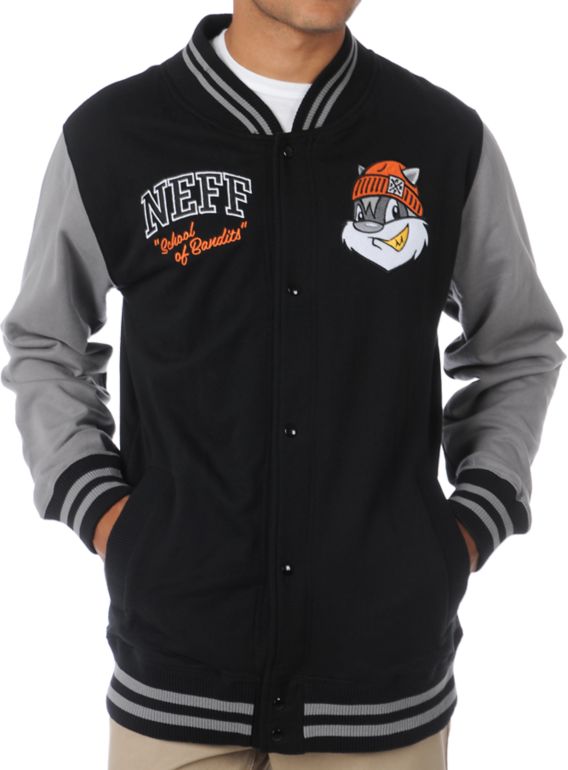 Neff School Black Letterman Fleece Jacket