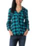 Empyre Girls Conifer Teal Buffalo Plaid Hooded Flannel Shirt
