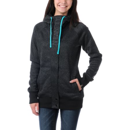 Billabong Girls Holly Full Zip Black Tech Fleece Jacket