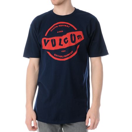 Volcom Yae Pistol Stence Navy Tee Shirt 