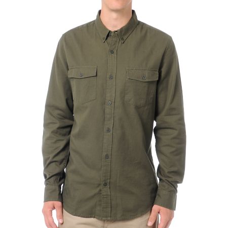 Analog Brody Army Long Sleeve Flannel Shirt