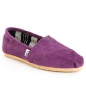 Toms Classics Plum Purple Corduroy Girls Shoes