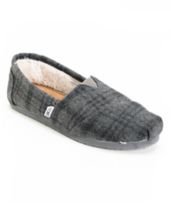 Toms Classics Bray Grey Plaid Wool Girls Shoes