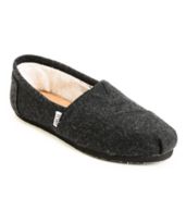 Toms Classics Black Woolen Girls Shoes