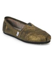 Toms Classics Gold Metallic Vegan Woven Girls Shoe