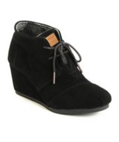 Toms Black Suede Desert Wedge Shoes