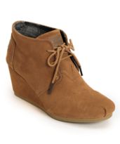 Toms Chesnut Suede Desert Wedge Shoes