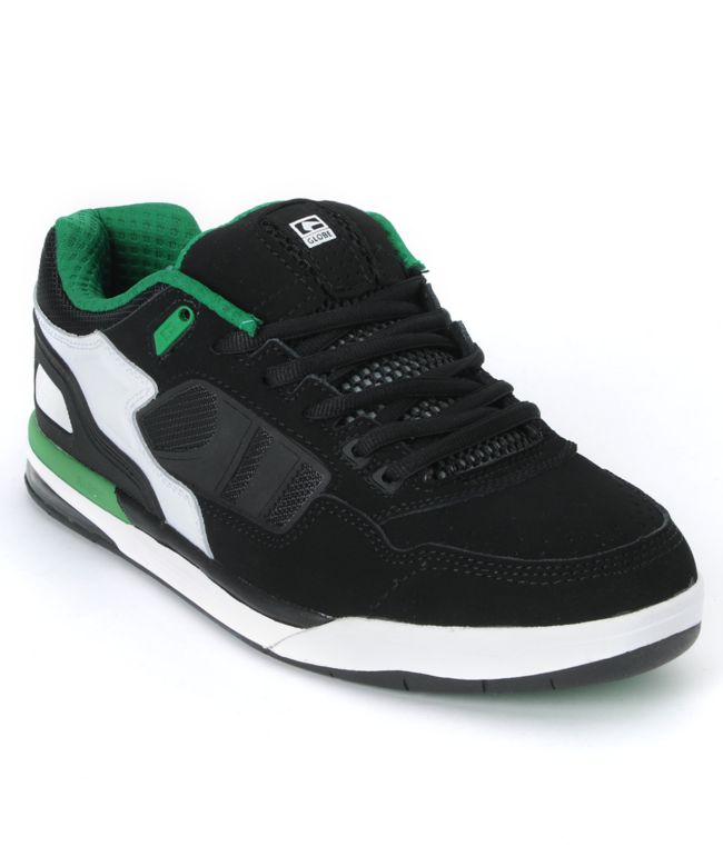 Globe Shoes Viper Black, White & Green Skate Shoe