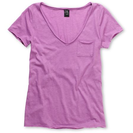 Zine Girls Light Purple Raw Edge V-Neck Tee Shirt