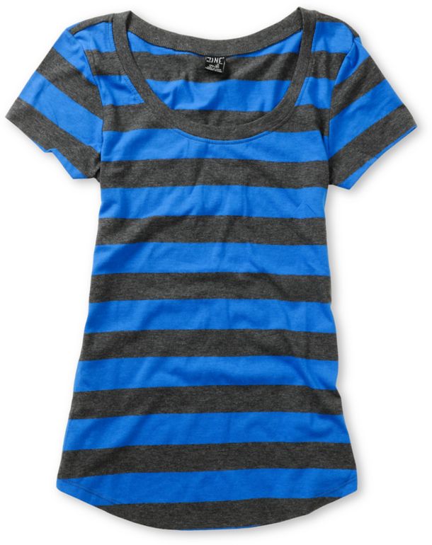 Zine Girls Charcoal & Princess Blue Stripe Tee Shirt