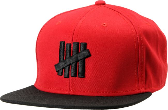 Undefeated Five Strike Red & Black Snapback Hat