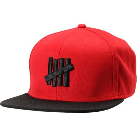Undefeated Five Strike Red & Black Snapback Hat